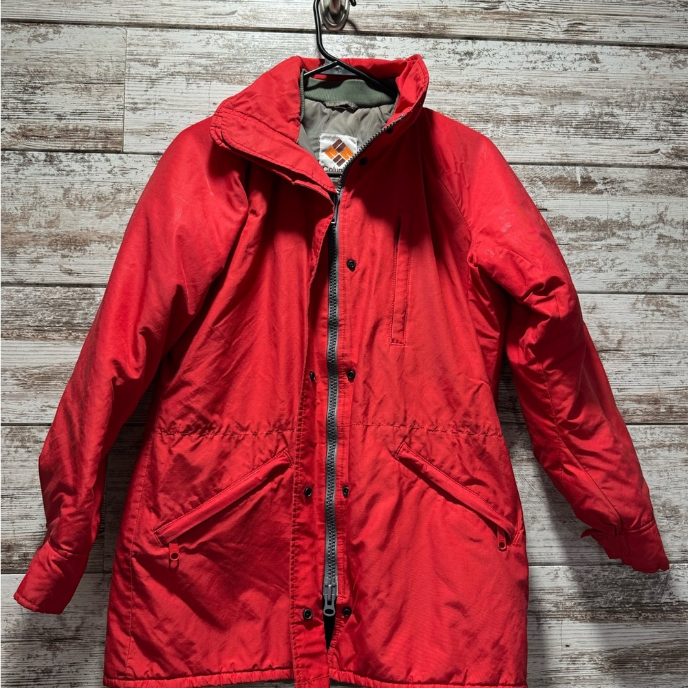 Vintage 80s Columbia Red Parka Jacket Heavyweight Insulated XS -read description